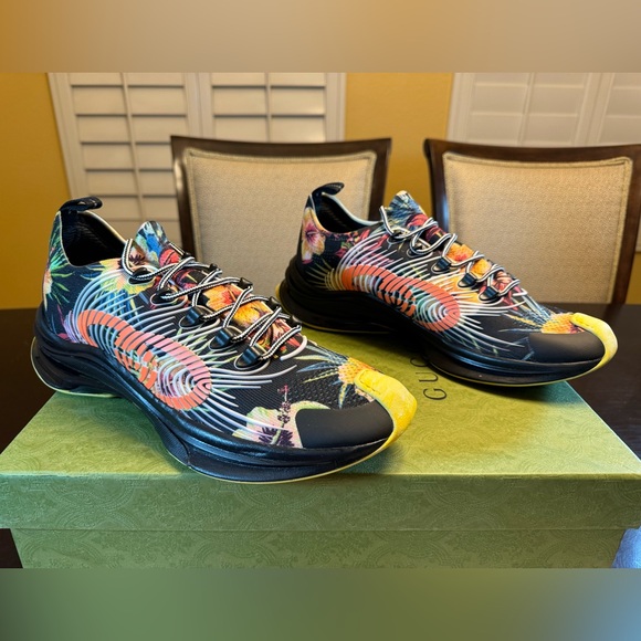 New Authentic Gucci GG Logo Floral Run Sneaker Shoes Size UK 11 / US 11.5 - Picture 2 of 16